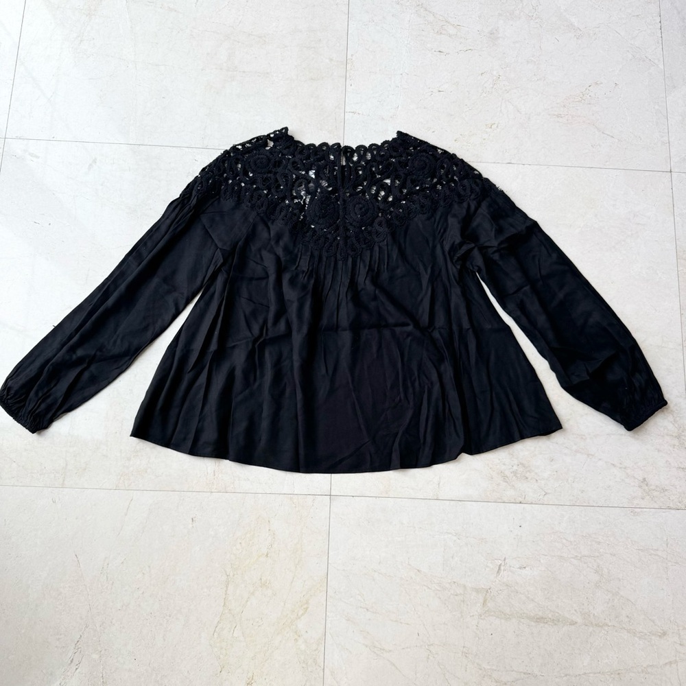 Johnny Was Cielito Modal blouse black crochet size XS - Picture 6 of 11